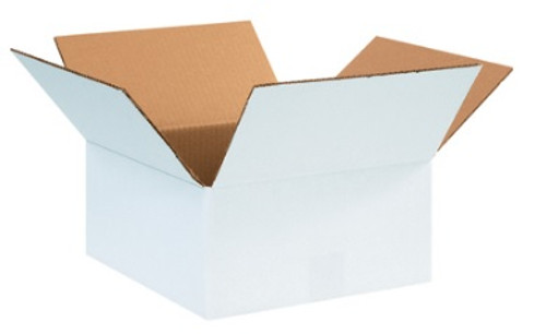 12" x 12" x 4" (ECT-32) White Corrugated Cardboard Shipping Boxes