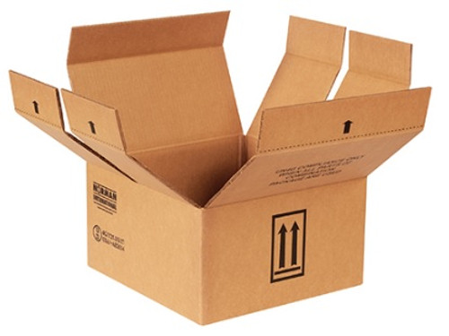 14 1/4" x 14 1/4" (ECT-51) Haz Mat Double Wall Corrugated Cardboard Shipping Boxes. Holds 4 - 1 Gallon Containers.
