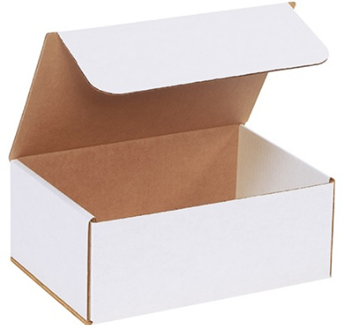 10" x 7" x 4" (ECT-32-B) White Corrugated Cardboard Mailers