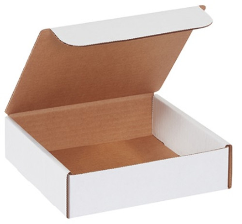 7" x 7" x 2" (200#/ECT-32-B) White Literature Corrugated Cardboard Mailers