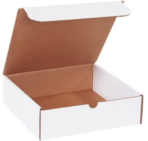 10" x 10" x 3" (200#/ECT-32-B) White Literature Corrugated Cardboard Mailers