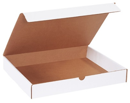 14 1/4" x 11 1/4" x 2" (200#/ECT-32-B) White Literature Corrugated Cardboard Mailers