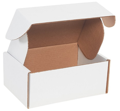 9" x 6 1/2" x 4" (200#/ECT-32-B) White Deluxe Literature Corrugated Cardboard Mailers