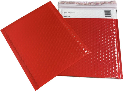 Our Red Shiny Shipper Bubble Mailers are High Quality, Durable and Eye Catching.