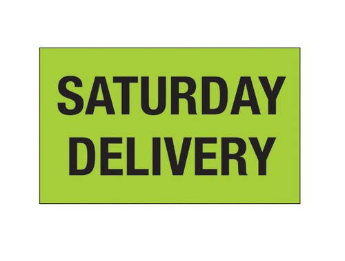 "Saturday Delivery" (Fluorescent Green) Shipping and Handling Labels