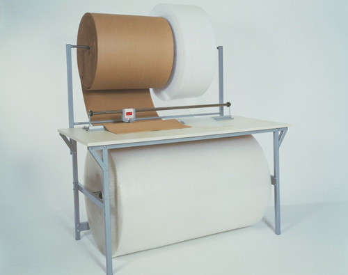 Holds up to 40″ diameter roll above table and up to 32″ diameter roll beneath table