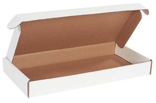 19 1/8" x 9 1/8" x 2 3/16" (200#/ECT-32-B) White Deluxe Literature Corrugated Cardboard Mailers