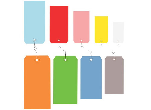 4 1/4" x 2 1/8" General Purpose Pre-Wired Colored Tags 13 Point Card Stock 