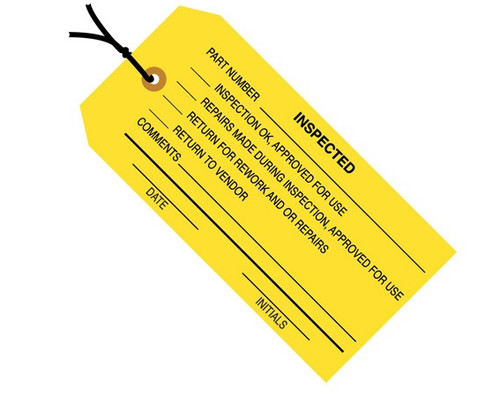 4 3/4" x 2 3/8" Pre-Strung "Inspected (Yellow)" Inspection Tags 13 Point Construction