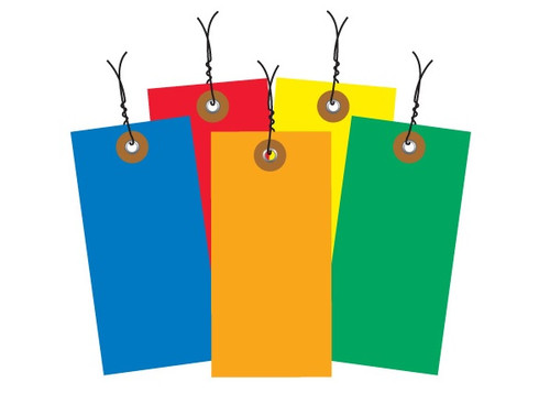 5 3/4" x 2 7/8" Pre-Wired Colored Tyvek® Shipping Inventory Tags are Tough Durable / Tear, Chemical, Moisture and Mildew Resistant.