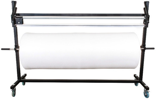 24" Bi-Support Roll Stand with Premium Manual Slide Cutter & Casters for Bubble Cushioning Wrap, Poly, & Foam