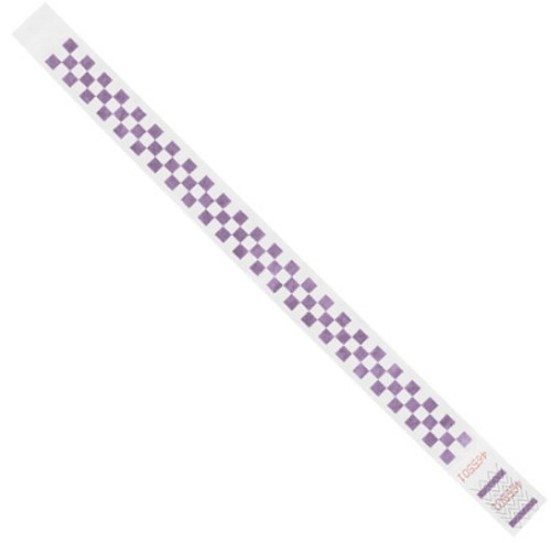 Tyvek® Self Adhesive Sequentially Numbered Purple Checkerboard Wristbands