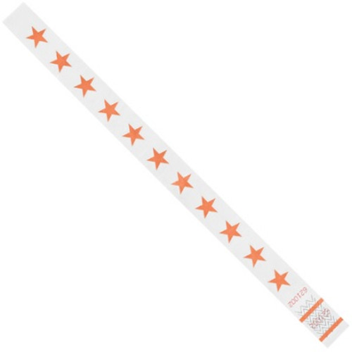 Tyvek® Self Adhesive Sequentially Numbered Orange Stars Wristbands 