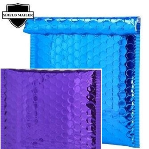 Blue and Purple Metallic Glamour Bubble Mailers 6" x 6.5"