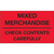 "Mixed Merchandise - Check Contents Carefully" (Fluorescent Red) Shipping and Handling Labels