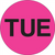 "TUE" - Day of the Week Circle Labels Fluorescent Pink