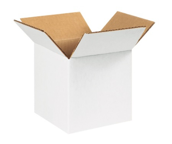 5" x 5" x 5" (ECT-32) White Corrugated Cardboard Shipping Boxes