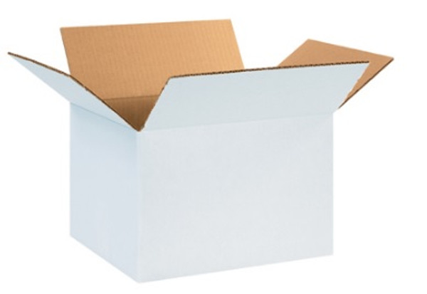 12" x 10" x 8" (ECT-32) White Kraft Corrugated Cardboard Shipping Boxes