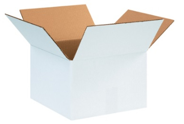 12" x 12" x 8" (ECT-32) White Corrugated Cardboard Shipping Boxes