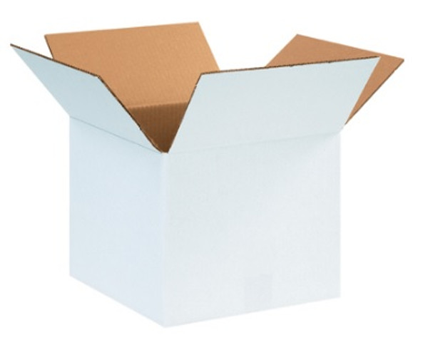 12" x 12" x 10" (ECT-32) White Corrugated Cardboard Shipping Boxes