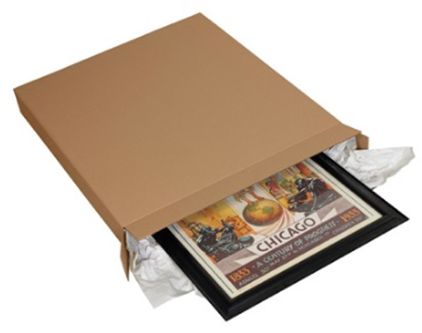 36" x 6" x 42" (ECT-44) Kraft Corrugated Cardboard Side Loading Shipping Boxes, Picture Frame Boxes