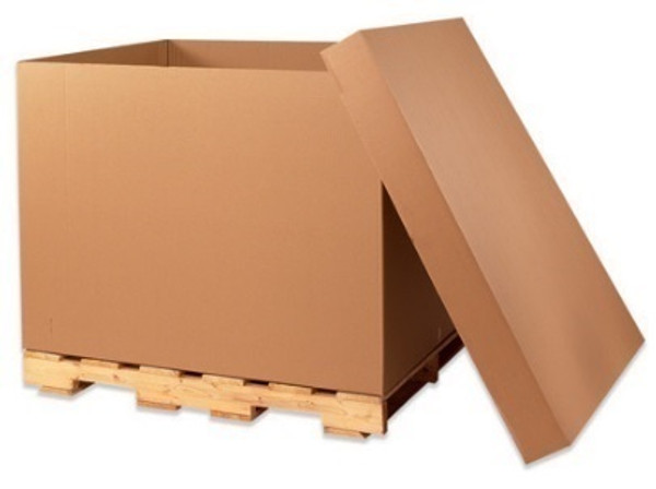 48" x 48" x 48" (TW/ECT-90) Heavy-Duty Triple Wall Gaylord Bottoms. Kraft Corrugated Cardboard Shipping Boxes.