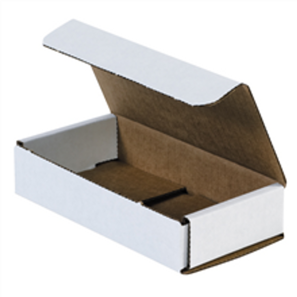 6 1/2" x 3 1/4" x 1 1/4" (ECT-32-B) White Corrugated Cardboard Mailers