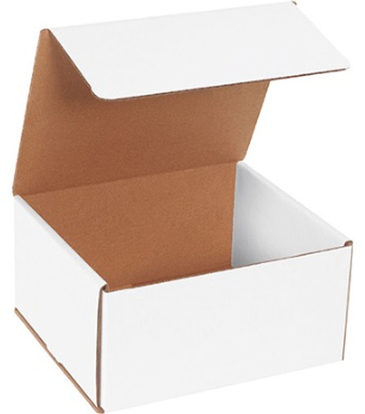 8" x 7" x 4" (ECT-32-B) White Corrugated Cardboard Mailers
