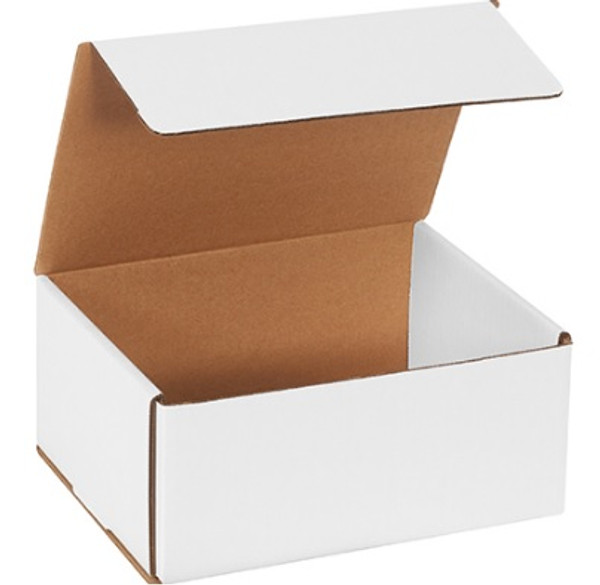 9" x 7" x 4" (ECT-32-B) White Corrugated Cardboard Mailers
