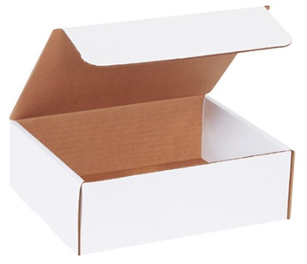 9" x 7 1/2" x 3" (200#/ECT-32-B) White Literature Corrugated Cardboard Mailers