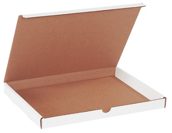 12 1/8" x 9 1/4" x 1" (200#/ECT-32-B) White Literature Corrugated Cardboard Mailers