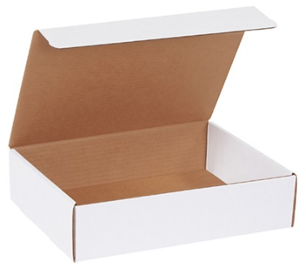 12 1/8" x 9 1/4" x 3" (200#/ECT-32-B) White Literature Corrugated Cardboard Mailers