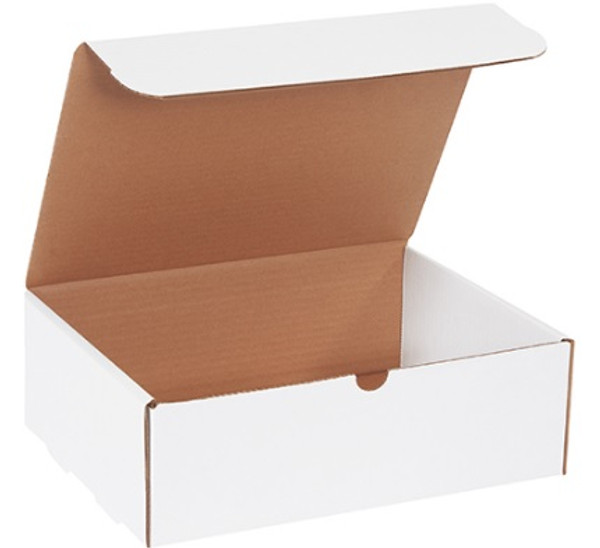 12 1/8" x 9 1/4" x 4" (200#/ECT-32-B) White Literature Corrugated Cardboard Mailers