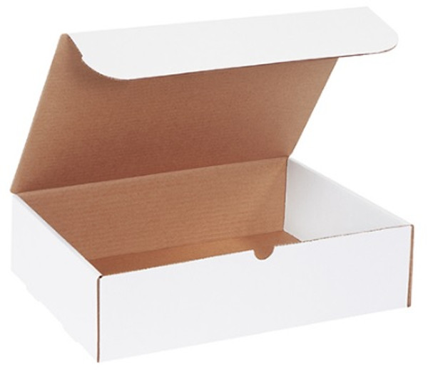 15 1/8" x 11 1/8" x 4" (200#/ECT-32-B) White Literature Corrugated Cardboard Mailers