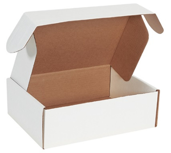 12 1/8" x 9 1/4" x 4" (200#/ECT-32-B) White Deluxe Literature Corrugated Cardboard Mailers