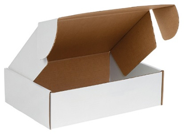 14" x 10" x 4" (200#/ECT-32-B) White Deluxe Literature Corrugated Cardboard Mailers