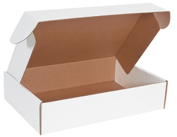 18" x 12" x 4" (200#/ECT-32-B) White Deluxe Literature Corrugated Cardboard Mailers