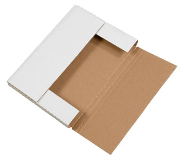 12 1/8" x 9 1/8" x 1" (200#/ECT-32-B) White Corrugated Cardboard Easy-Fold Mailers