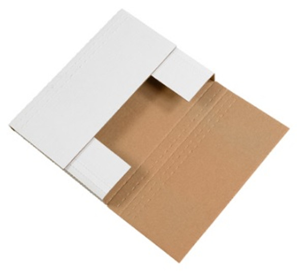 12 1/8" x 9 1/8" x 2" (200#/ECT-32-B) White Corrugated Cardboard Easy-Fold Mailers