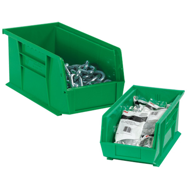 9 1/4" x 6" x 5" Green Plastic Stack & Hang Bin Boxes - Fits 9 1/4" Shelf