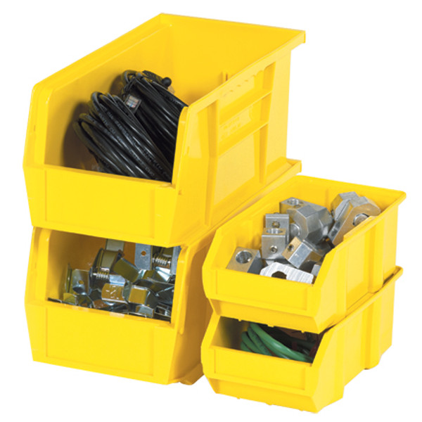 16" x 11" x 8" Yellow Plastic Stack & Hang Bin Boxes - Fits 16" Shelf