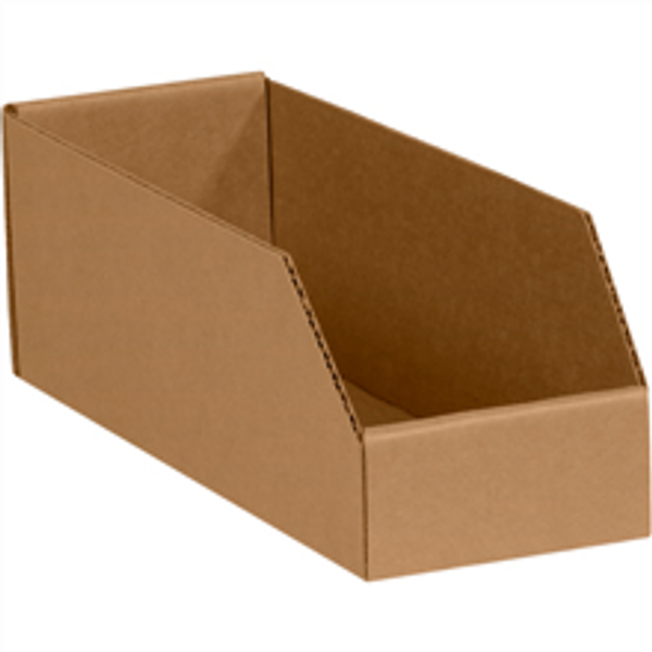 4" x 12" x 4 1/2" Kraft  Open Top Bin Boxes - Fits 12" Shelf