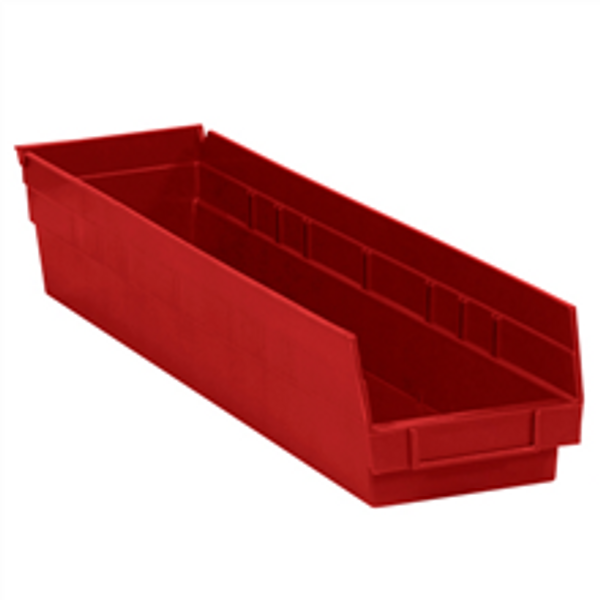 23 5/8" x 4 1/8" x 4" Red  Plastic Shelf Bin Boxes