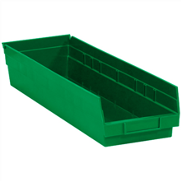 23 5/8" x 6 5/8" x 4" Green  Plastic Shelf Bin Boxes