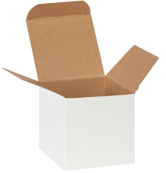 3" x 3" x 3" (Die-cut from .024 fibreboard.) White Reverse Tuck Folding Cartons