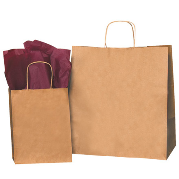 13" x 7" x 13" Heavy Duty Kraft Paper Shopping Bags with Twisted Paper Handles