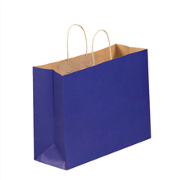 16" x 6" x 12" Parade Blue Tinted Paper Shopping Bags with Twisted Paper Handles