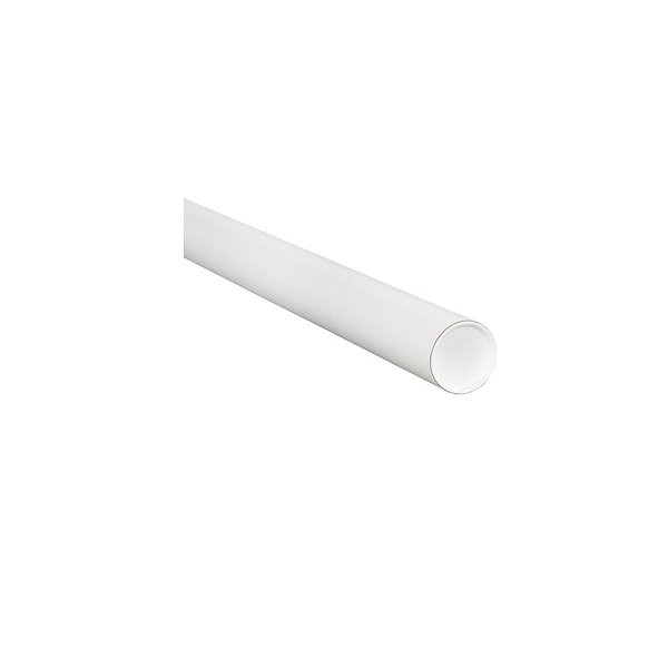 2.5" x 12" White Shipping Tube, Mailing Tube with Plastic End Caps