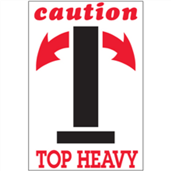 "Caution - Top Heavy" Arrow Shipping and Handling Labels