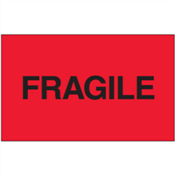 "Fragile" (Fluorescent Red) Shipping and Handling Labels